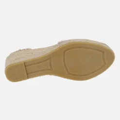 Zapatillas de esparto en rafia con adorno de cristales y cintas