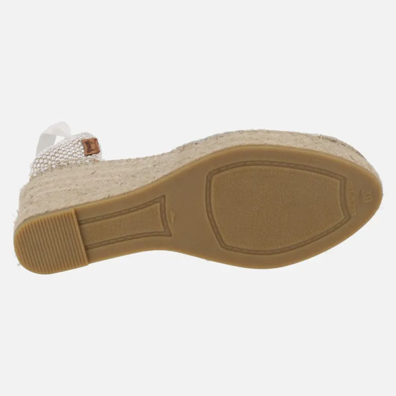 ZAPATILLAS DE ESPARTO EN PIEL BLANCA CON CINTAS