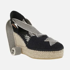 Zapatillas de esparto en tejido con cintas