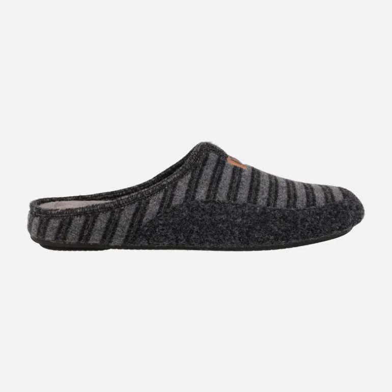 Zapatillas de Hombre abiertas por el talón en lana de rayas