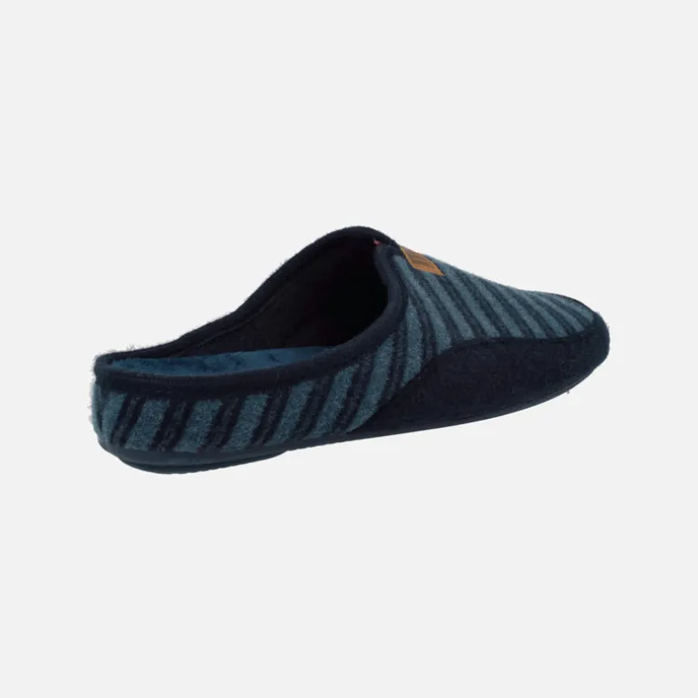 Zapatillas de Hombre abiertas por el talón en lana de rayas