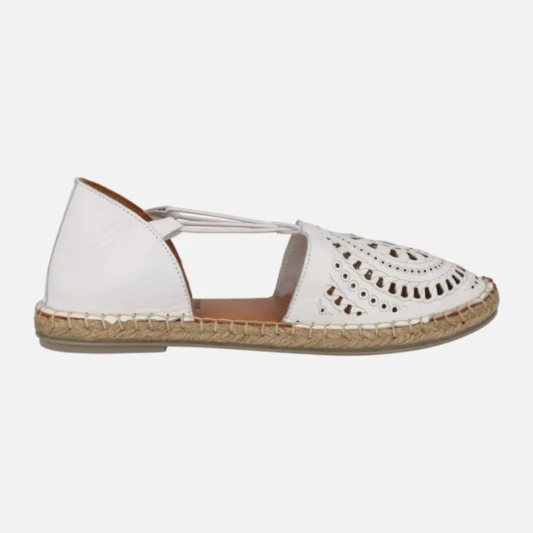 Zapatillas de piel con elásticos y piso de esparto Nansy