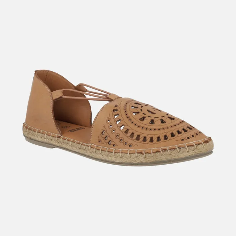 Zapatillas de piel con elásticos y piso de esparto Nansy