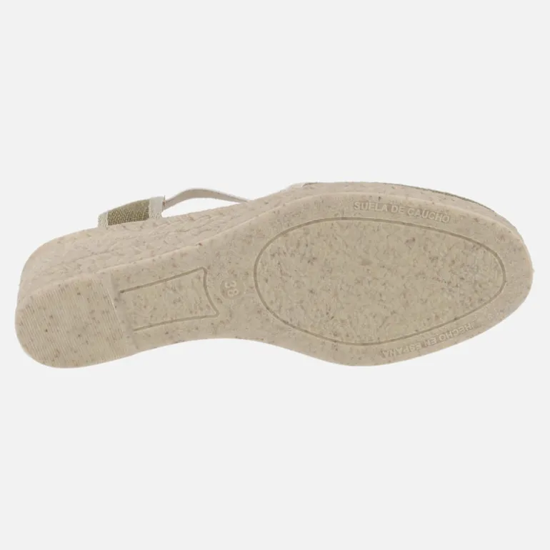 Zapatillas de tejido con elásticos y cuña imitación yute