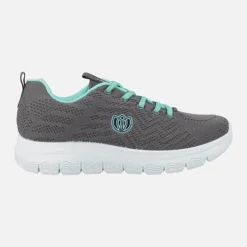 Zapatillas deportivas con cordones en gris y turquesa