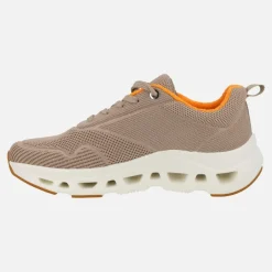 Zapatillas deportivas con cordones en tejido beige con piso volumen