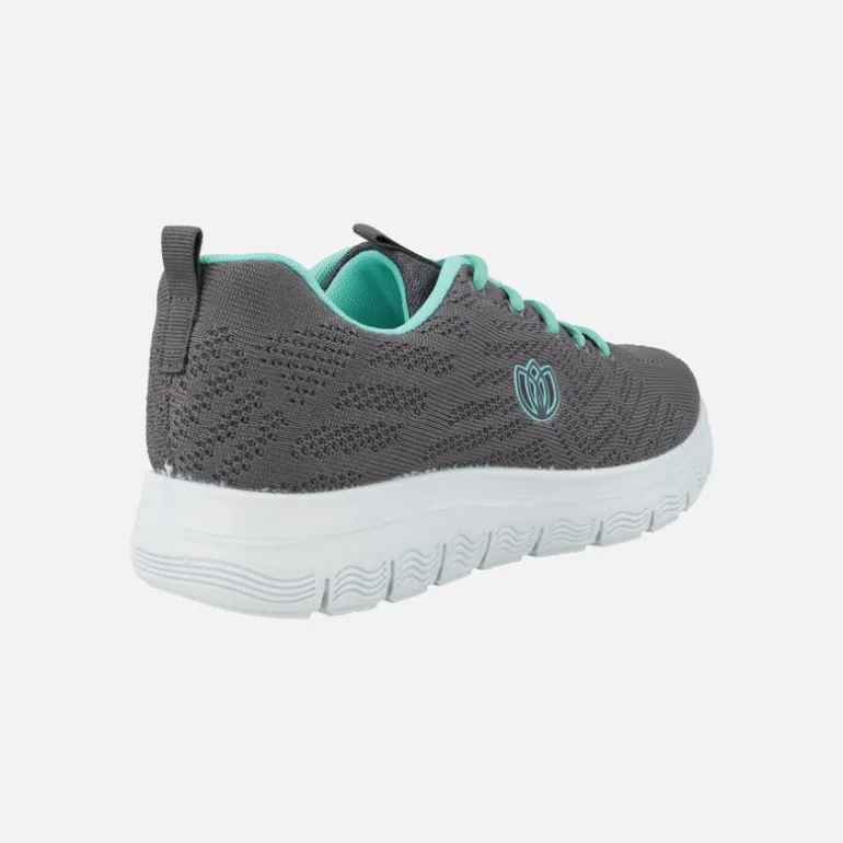Zapatillas deportivas con cordones en gris y turquesa