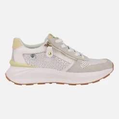 Zapatillas deportivas de piel con picados cordones y cremallera