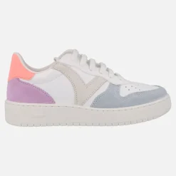 Zapatillas deportivas de piel Madrid serraje multicolor coral