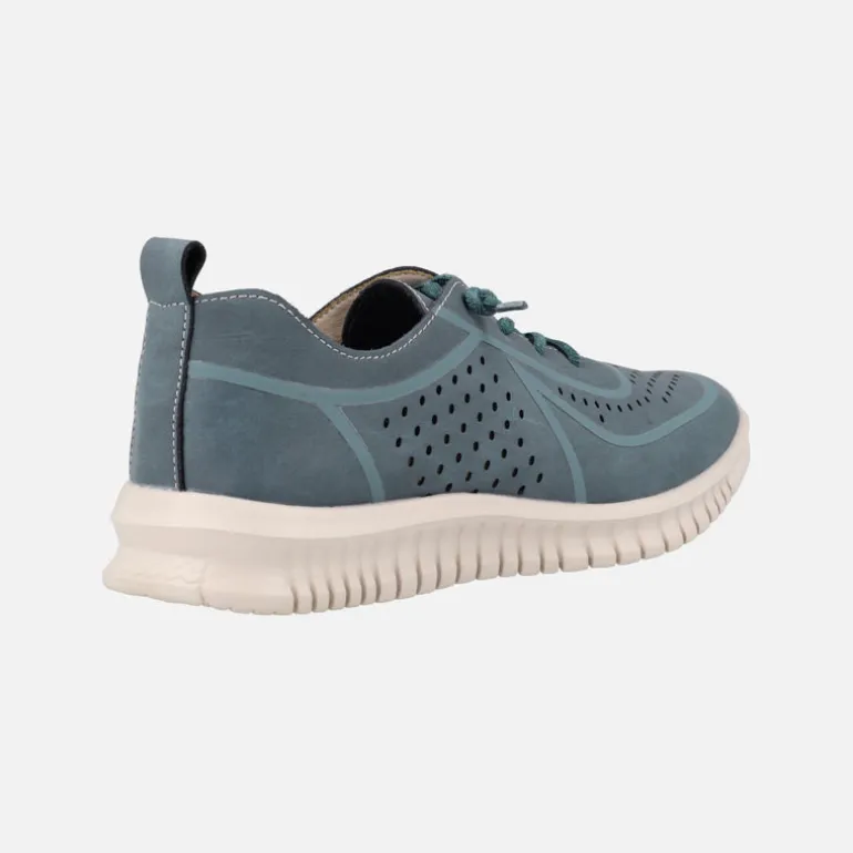Zapatillas deportivas de piel con troquelados y cordones elásticos