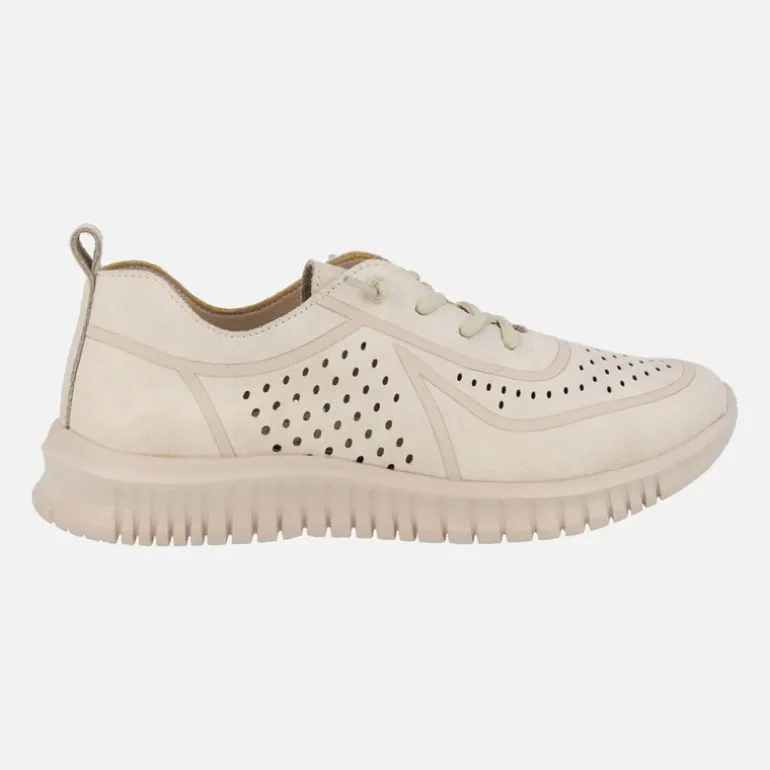 Zapatillas deportivas de piel con troquelados y cordones elásticos