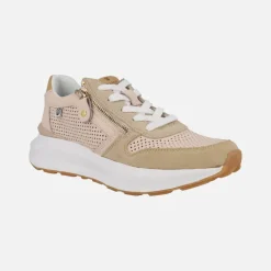 Zapatillas deportivas de piel con picados cordones y cremallera