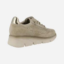 Zapatillas deportivas de piel troqueladas con cordones elásticos