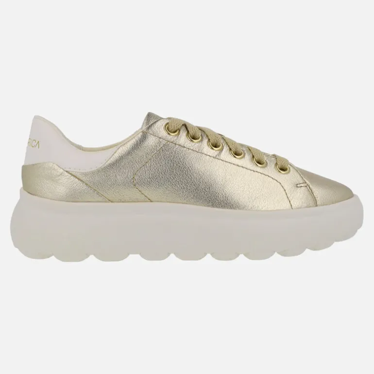 Zapatillas deportivas en piel oro con talonera blanca Spherica EC4.1