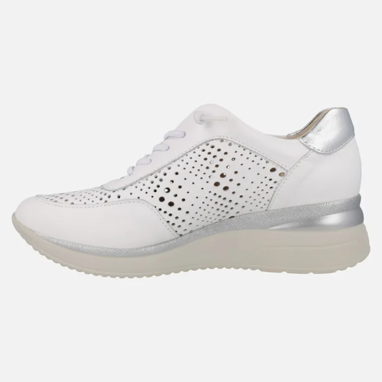 Zapatillas deportivas en piel blanca con cordones elásticos