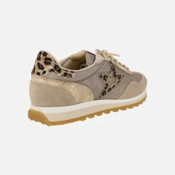 Zapatillas deportivas en combinado champagne con detalles animal print