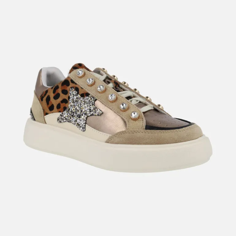 Zapatillas deportivas Exé en animal print y glitter