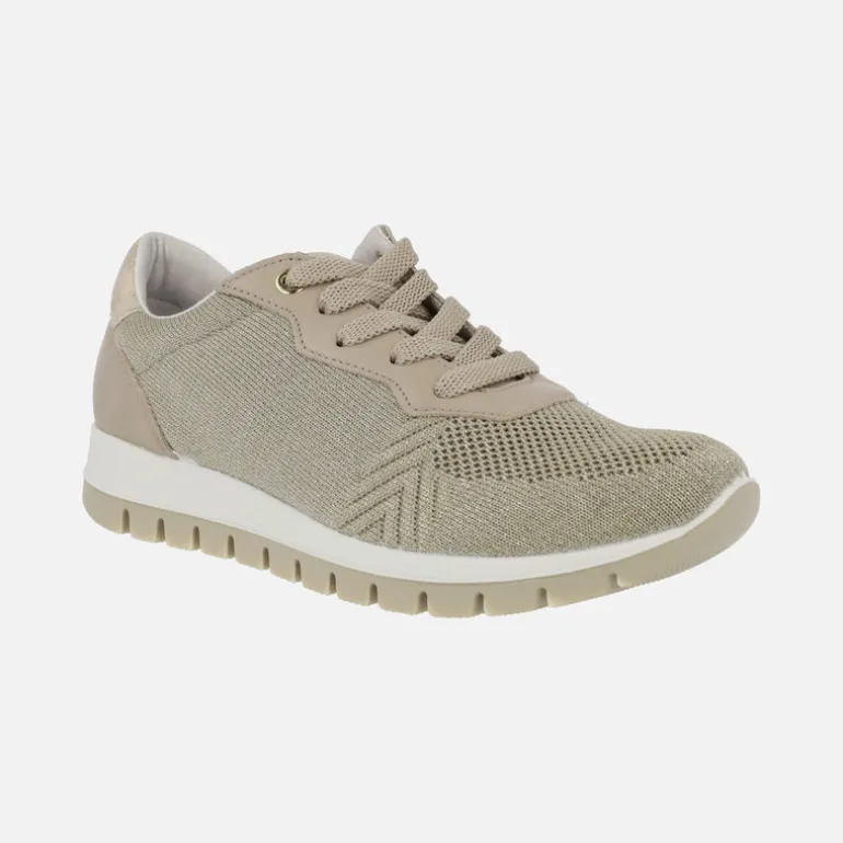 Zapatillas deportivas para mujer en combinado taupe - oro