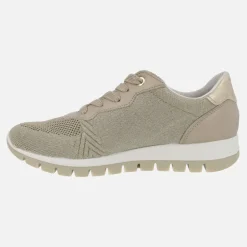Zapatillas deportivas para mujer en combinado taupe - oro