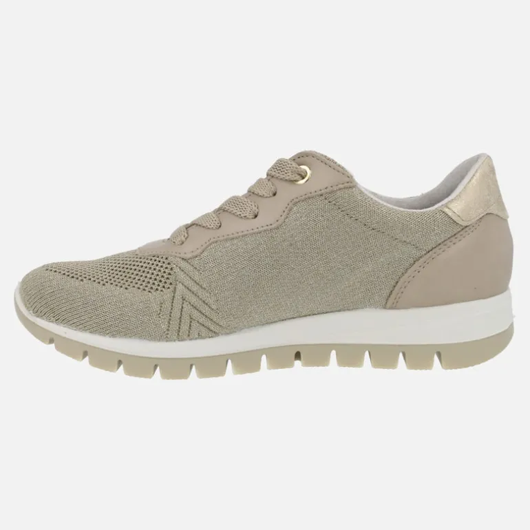 Zapatillas deportivas para mujer en combinado taupe - oro