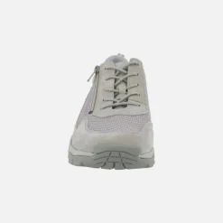 Zapatillas deportivas para mujer en piel y rejilla con cremallera