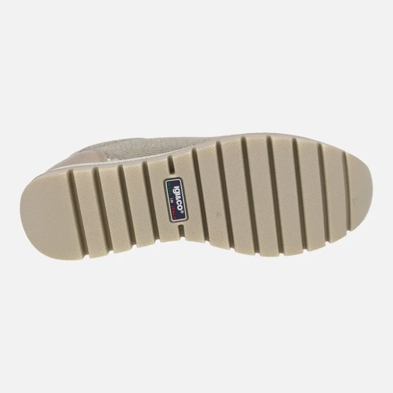 Zapatillas deportivas para mujer en combinado taupe - oro