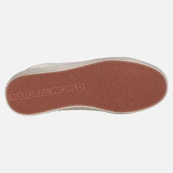 Zapatillas deportivas para mujer en pelo beige con detalles burdeos Rano