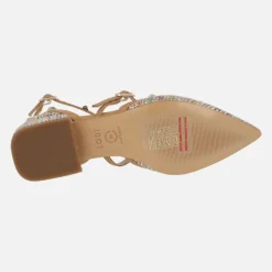 Zapatos Amur-te Multi en rafia multicolor con tachas doradas