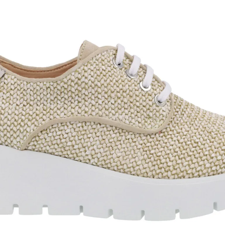 Zapatos blucher con cordones en rafia trenzada