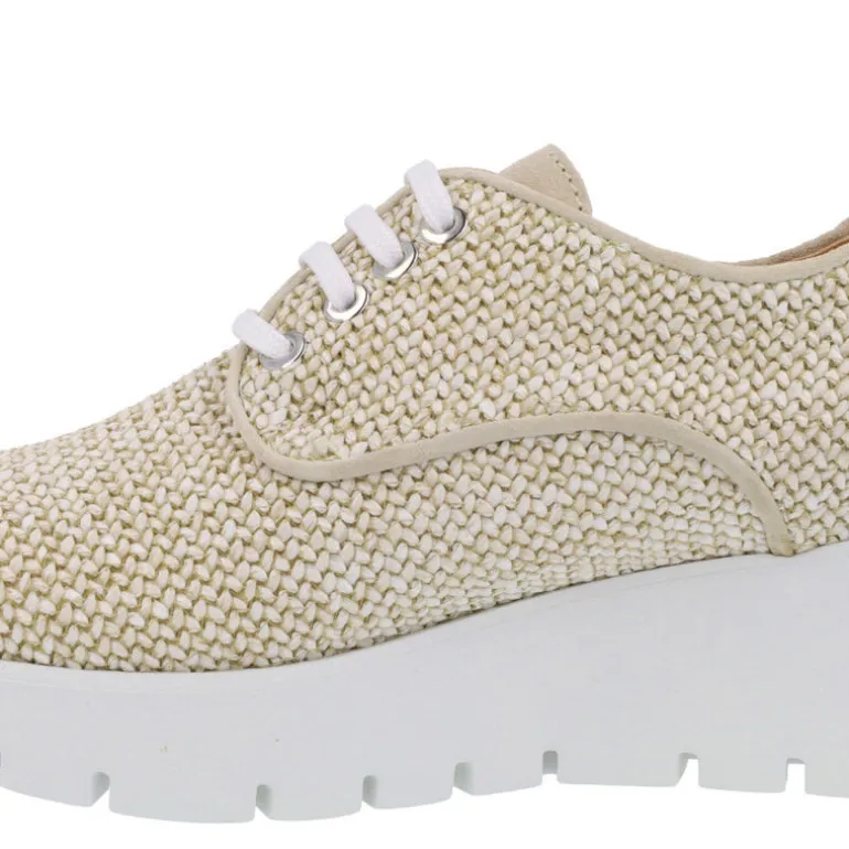 Zapatos blucher con cordones en rafia trenzada