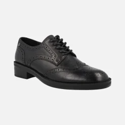 Zapatos blucher para la vega en piel negra con picados