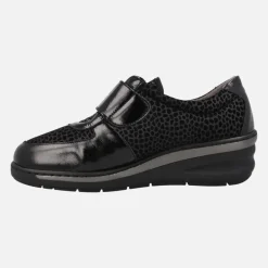 Zapatos confort con cierre de velcro en animal print negro y gris