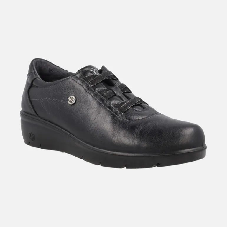 Zapatos confort de piel con cordones elásticos