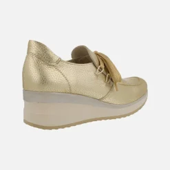 Zapatos confort en piel metalizada con cordones