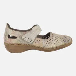 Zapatos confort estilo mercedes en piel multicolor con cierre de velcro