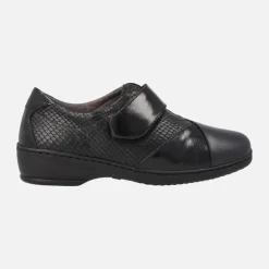 Zapatos confort para mujer en combinado negro con cierre de velcro