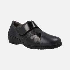 Zapatos confort para mujer en combinado negro con cierre de velcro