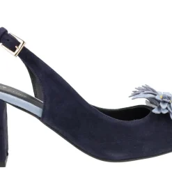 Zapatos corte salón de ante con adorno de flor