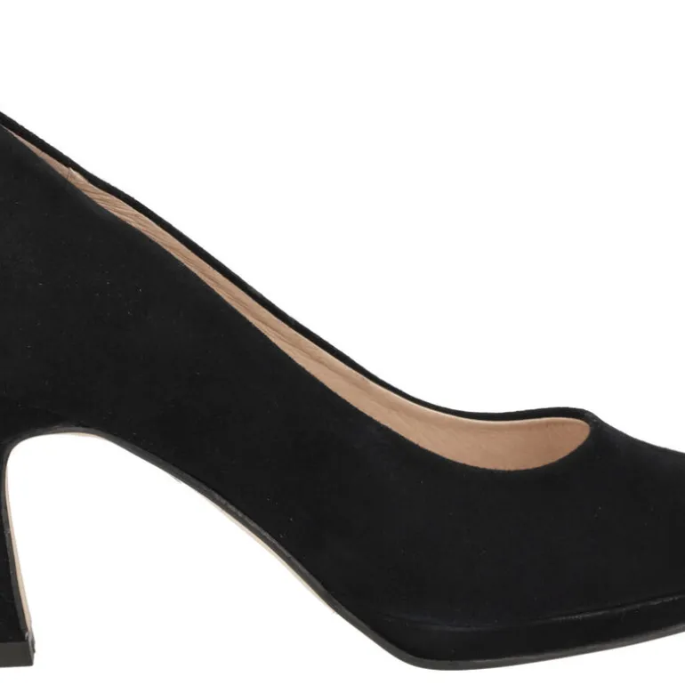 Zapatos corte salón de ante con plataforma y tacones de 8 cms