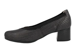 Zapatos corte salón de piel grabada con tacón bajo