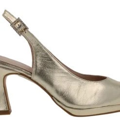 Zapatos corte salón destalonados con hebilla de pedrería
