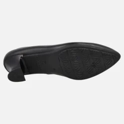 Zapatos corte salón en piel negra con tacón medio