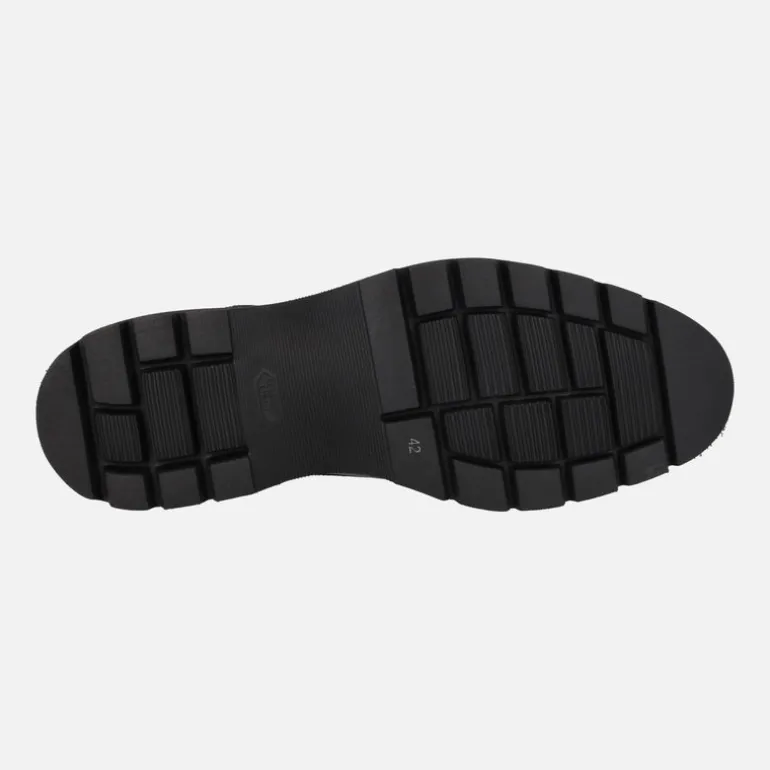 Zapatos de cordones para hombre en antik negro con talón y puntera mates