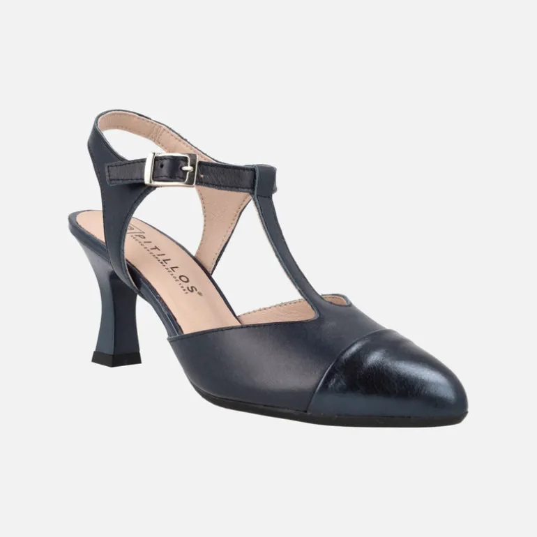 Zapatos de piel destalonados con tira al empeine