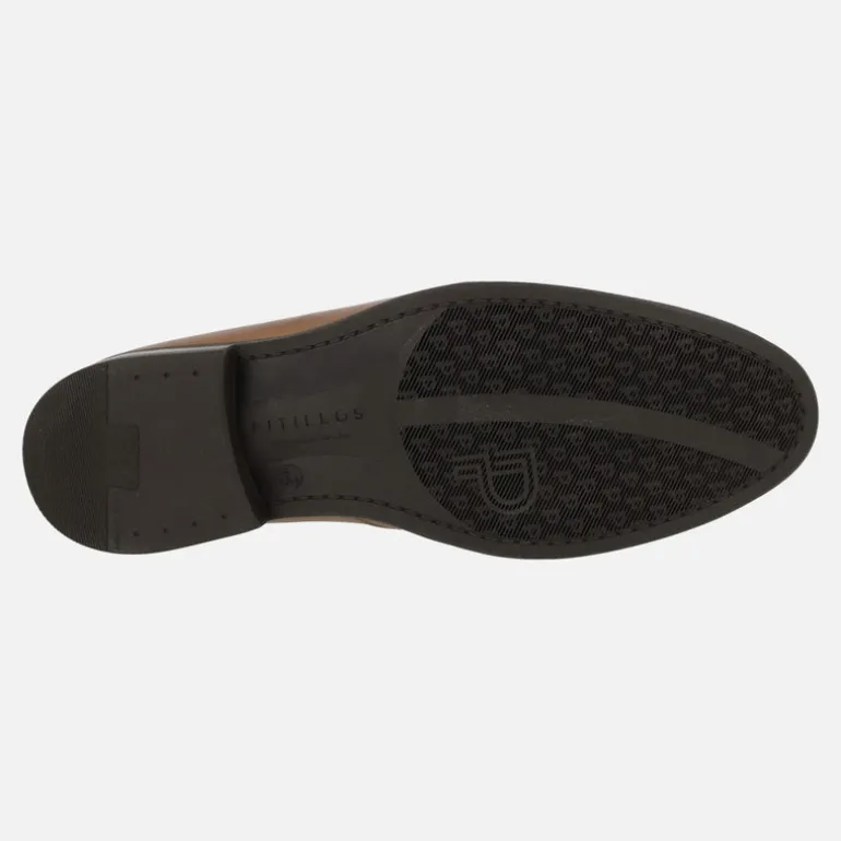 Zapatos de piel estilo blucher para hombre con elásticos laterales