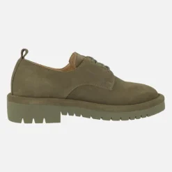 Zapatos de piel serraje con cordones para mujer