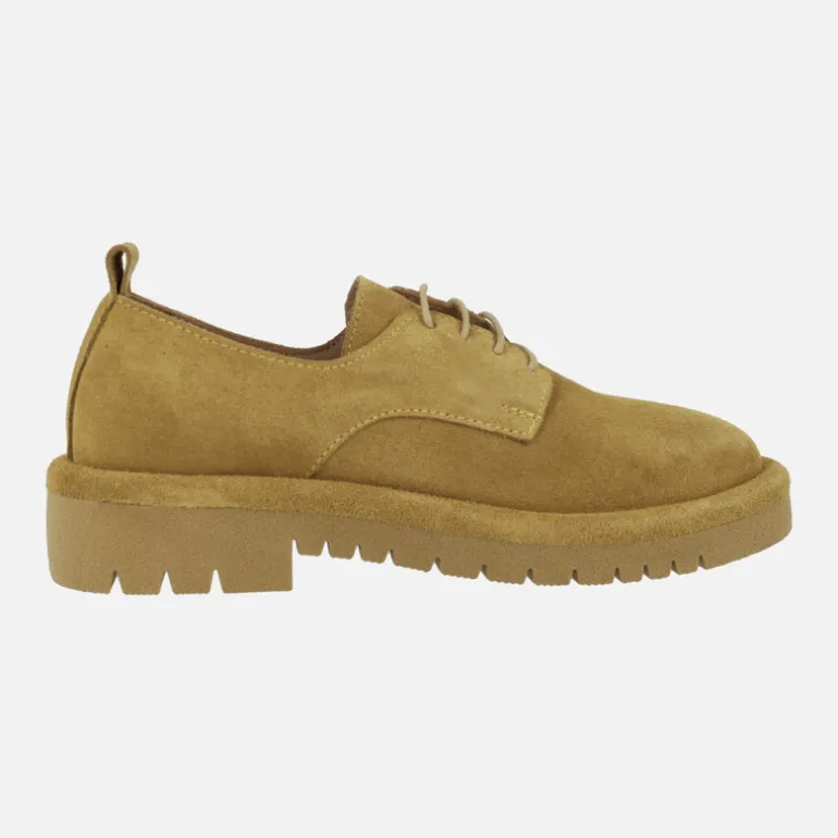 Zapatos de piel serraje con cordones para mujer