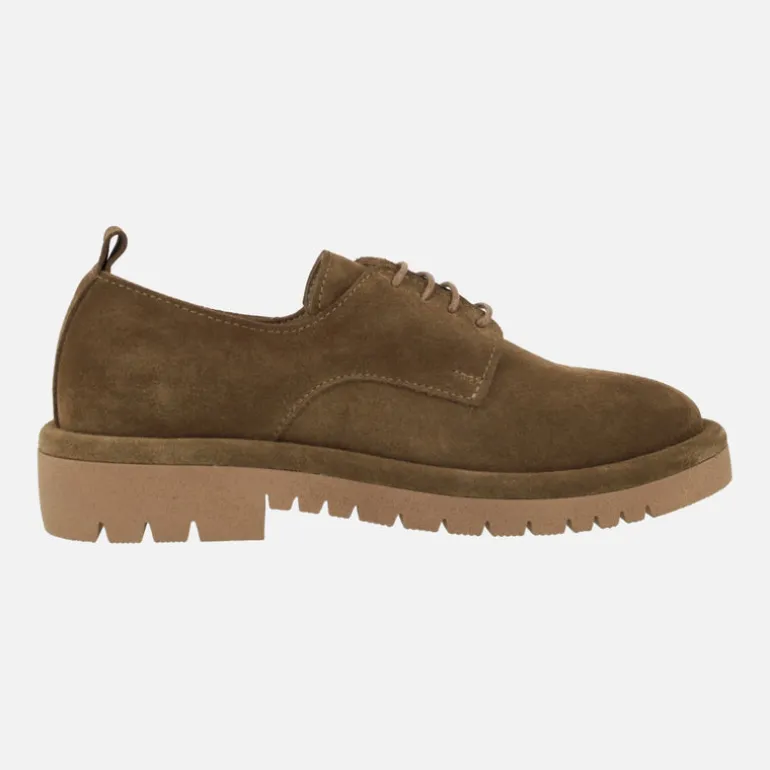 Zapatos de piel serraje con cordones para mujer