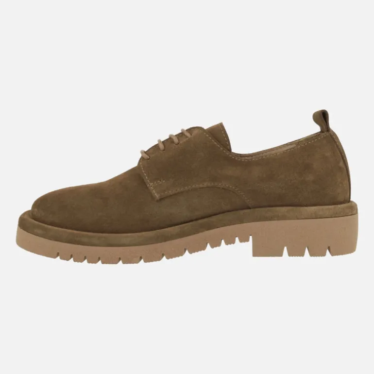 Zapatos de piel serraje con cordones para mujer