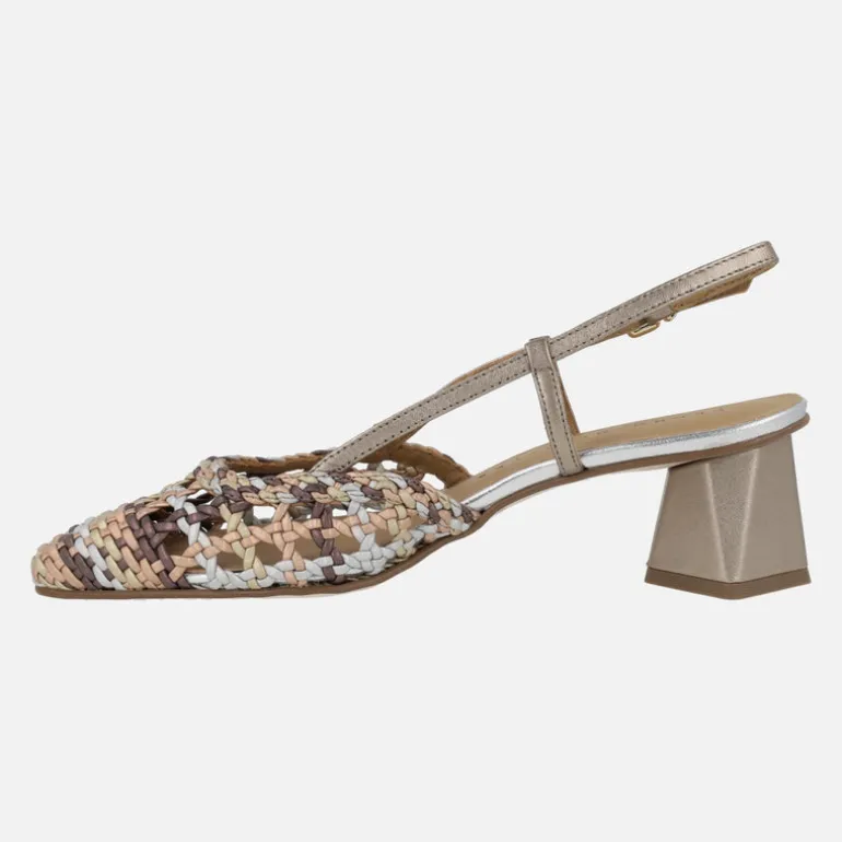 Zapatos de piel trenzados destalonados multimetal